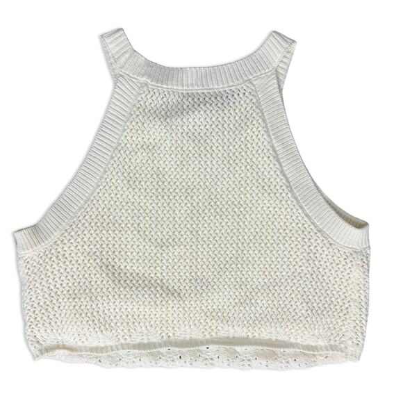 House of Harlow 1960 Cream White Knit Cotton Lined Halter Crop Top size XL - Picture 5 of 5